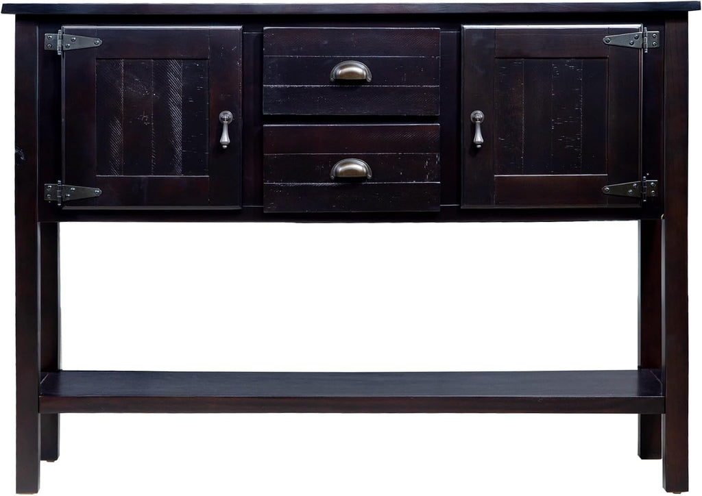 Wood Farmhouse Console Table With Drawers