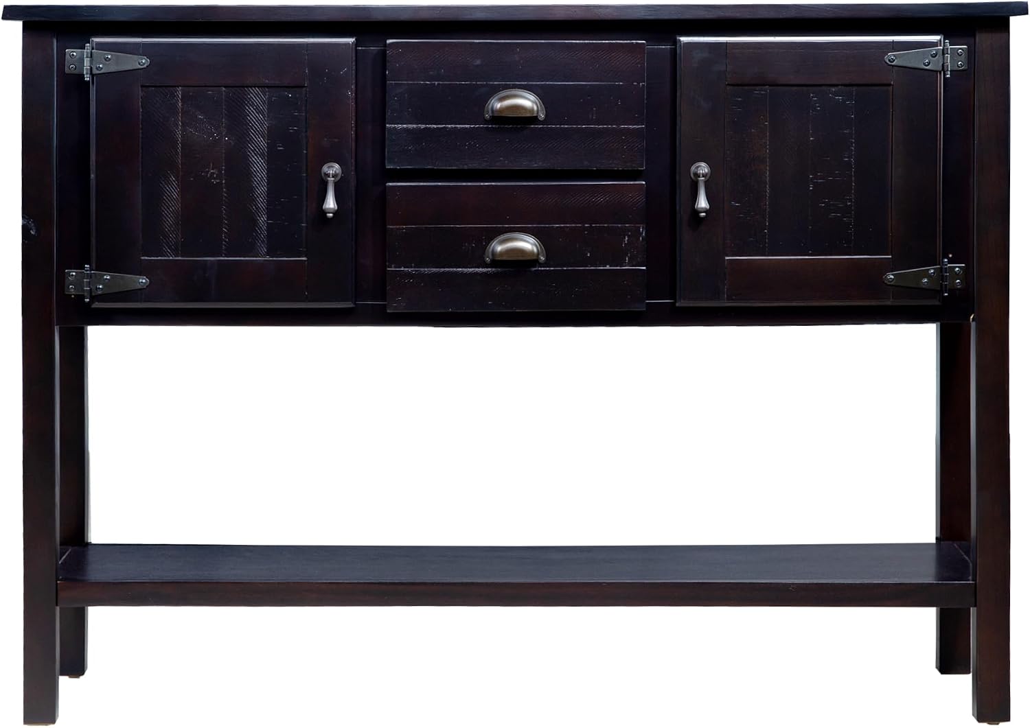Wood Farmhouse Console Table With Drawers