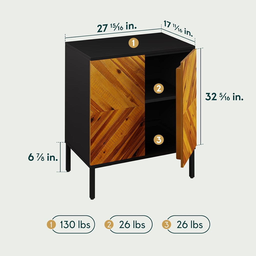 Rustic Wood Mid‑Century Sideboard Cabinet