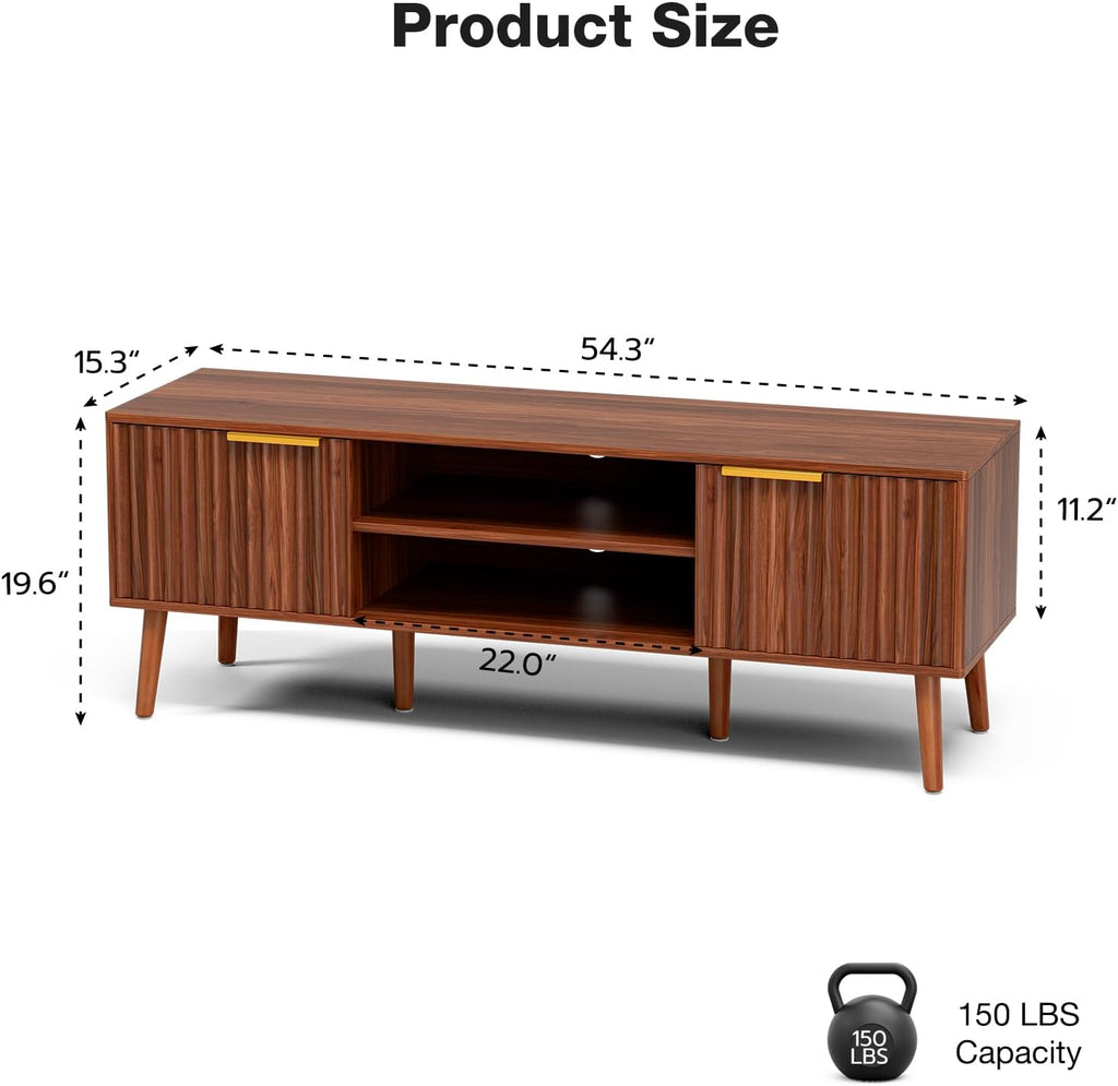 Mid‑Century Walnut Fluted TV Stand