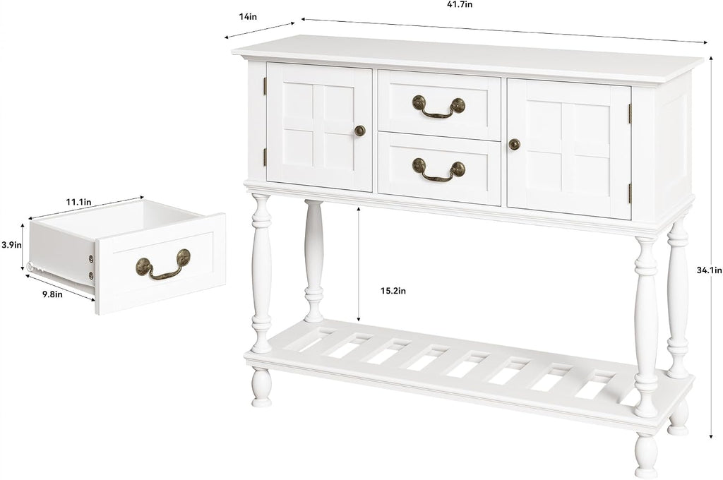 Farmhouse Entryway Console Table With Drawers