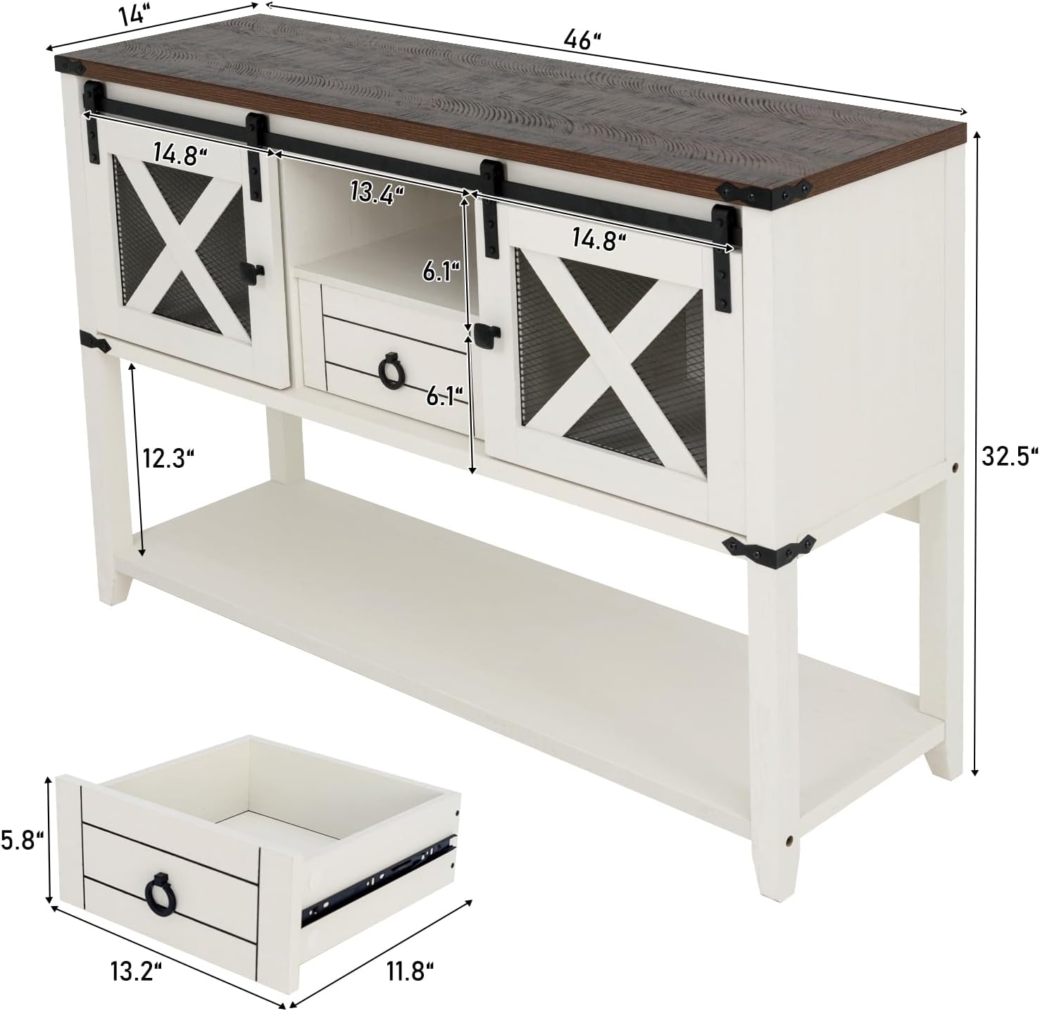 Rustic Console Table With Barn Door Storage