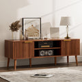 Mid‑Century Walnut Fluted TV Stand
