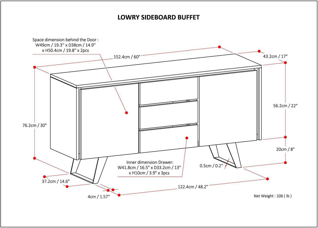 Rustic Wood Industrial Sideboard Cabinet