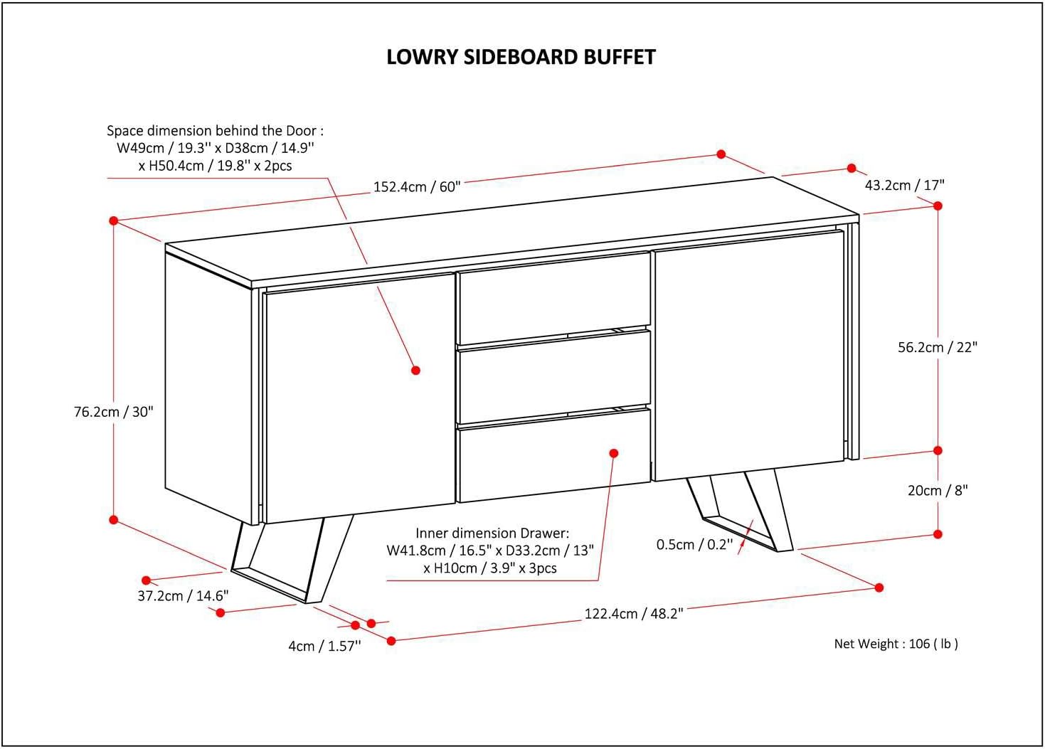 Rustic Wood Industrial Sideboard Cabinet