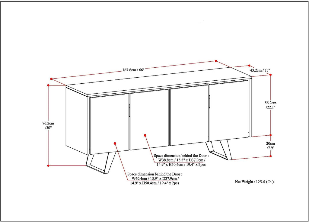 Charcoal Wood Storage Sideboard Cabinet