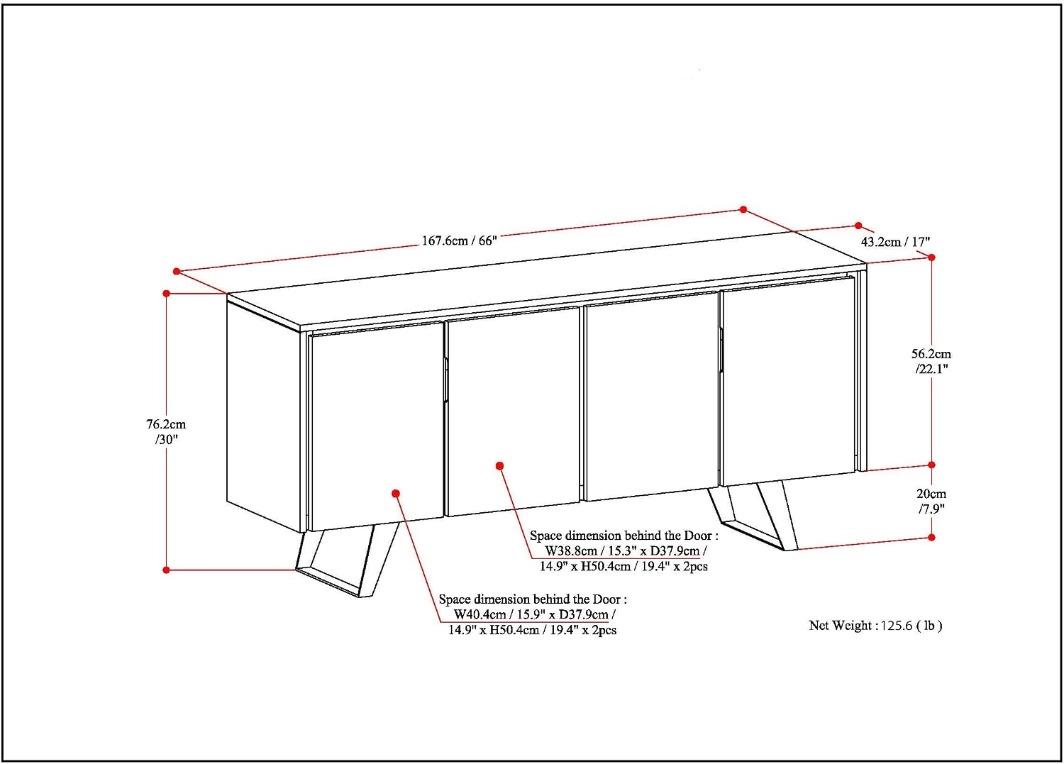 Charcoal Wood Storage Sideboard Cabinet