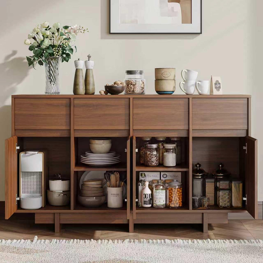 Mid‑Century Walnut Storage Sideboard Cabinet