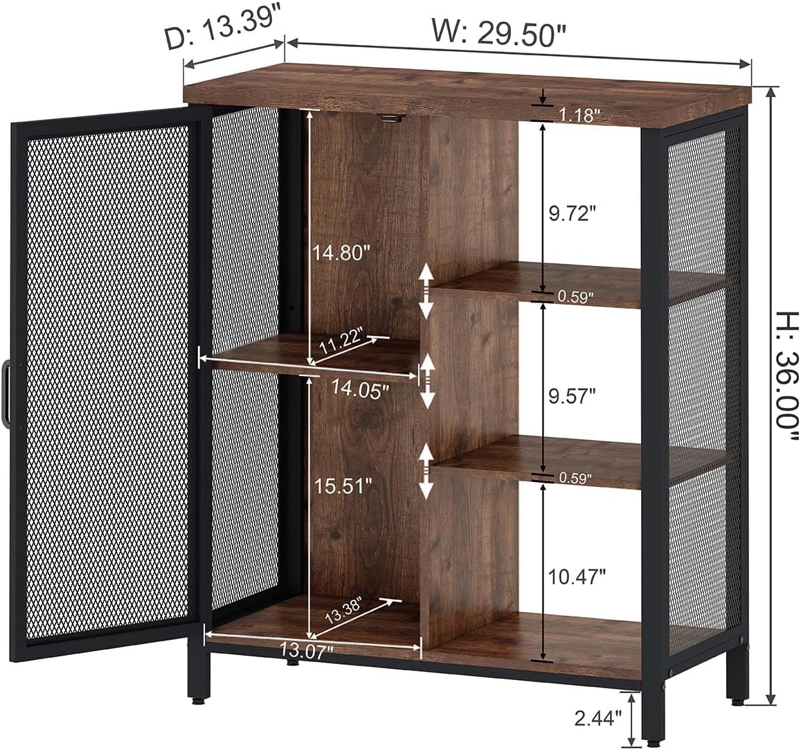 Farmhouse Coffee Bar Sideboard Storage Cabinet