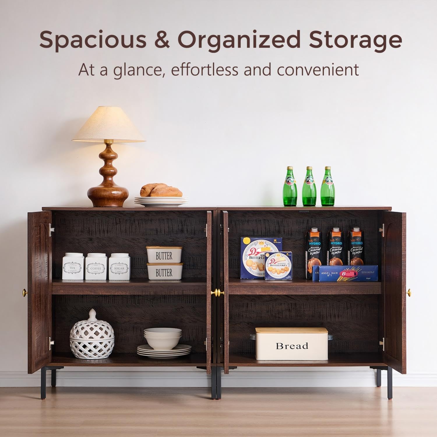 Arched Brown Storage Sideboard Cabinet