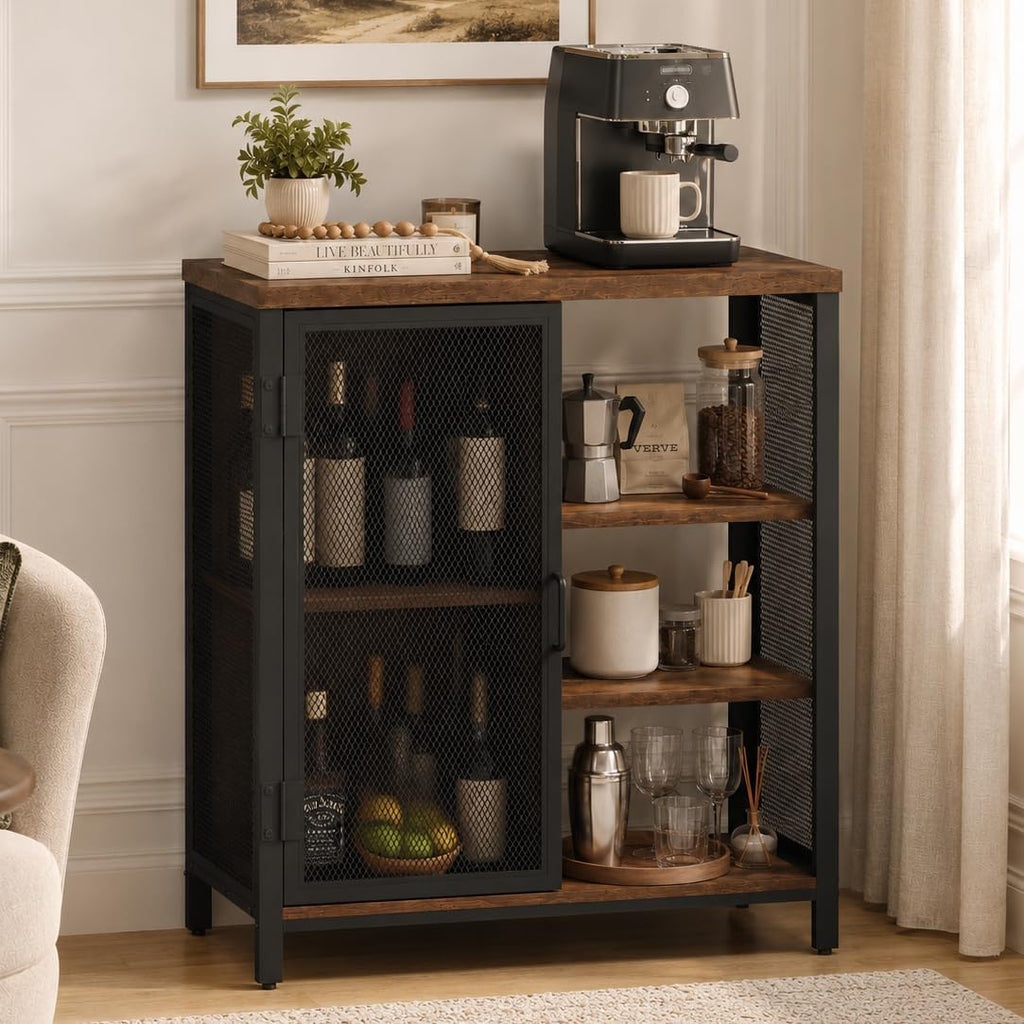 Farmhouse Coffee Bar Sideboard Storage Cabinet