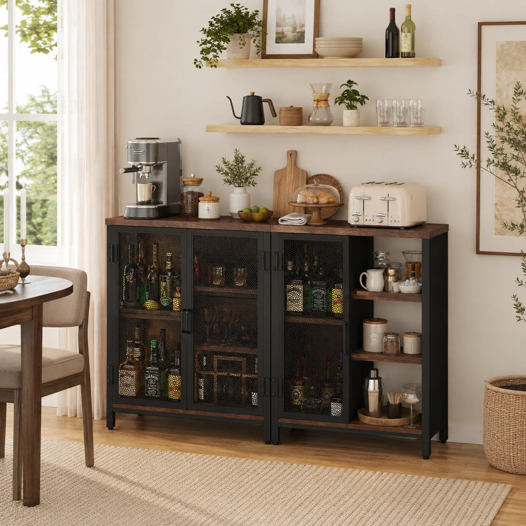 Farmhouse Coffee Bar Sideboard Storage Cabinet