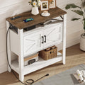 Farmhouse Console Table With Power Outlet Storage