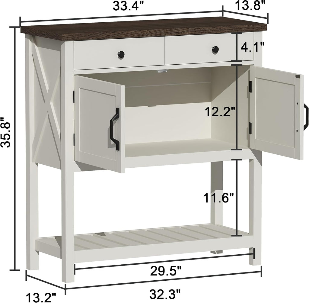 Farmhouse Console Table With Drawer Storage