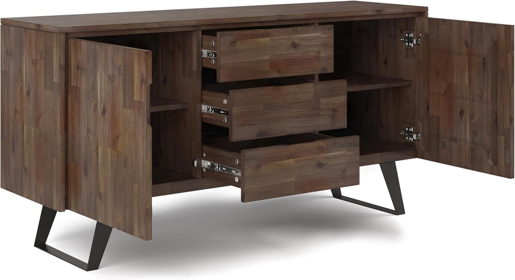 Rustic Wood Industrial Sideboard Cabinet