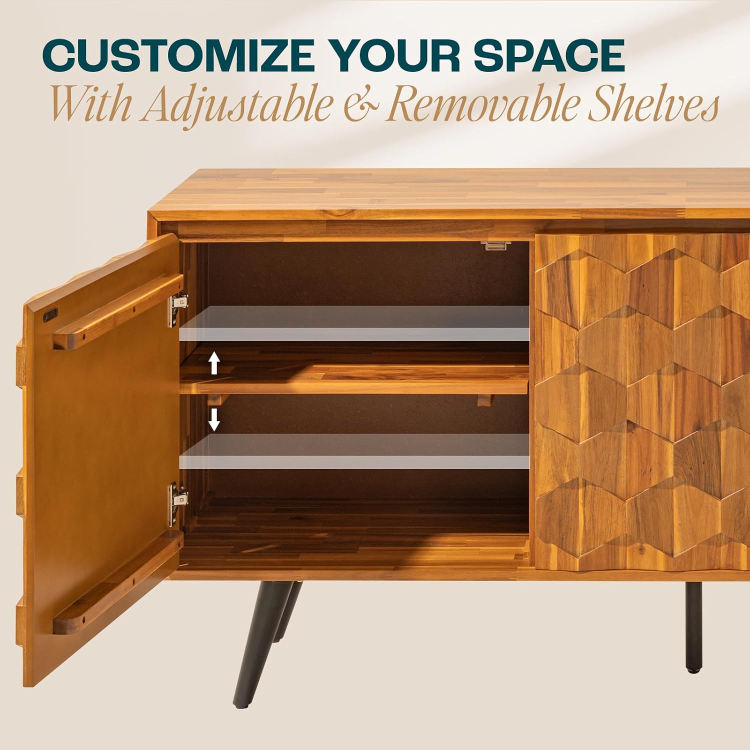 Mid‑Century Teak Wood Sideboard Cabinet