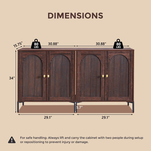 Arched Brown Storage Sideboard Cabinet