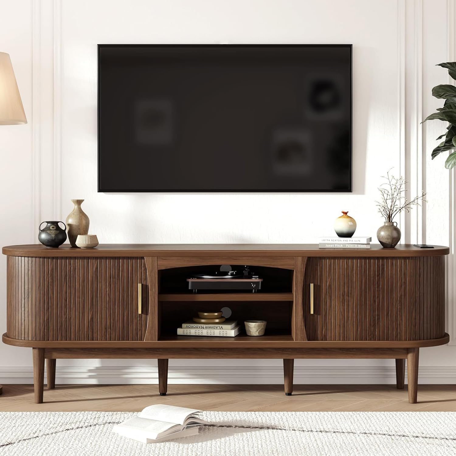 Mid‑Century Walnut TV Stand With Storage