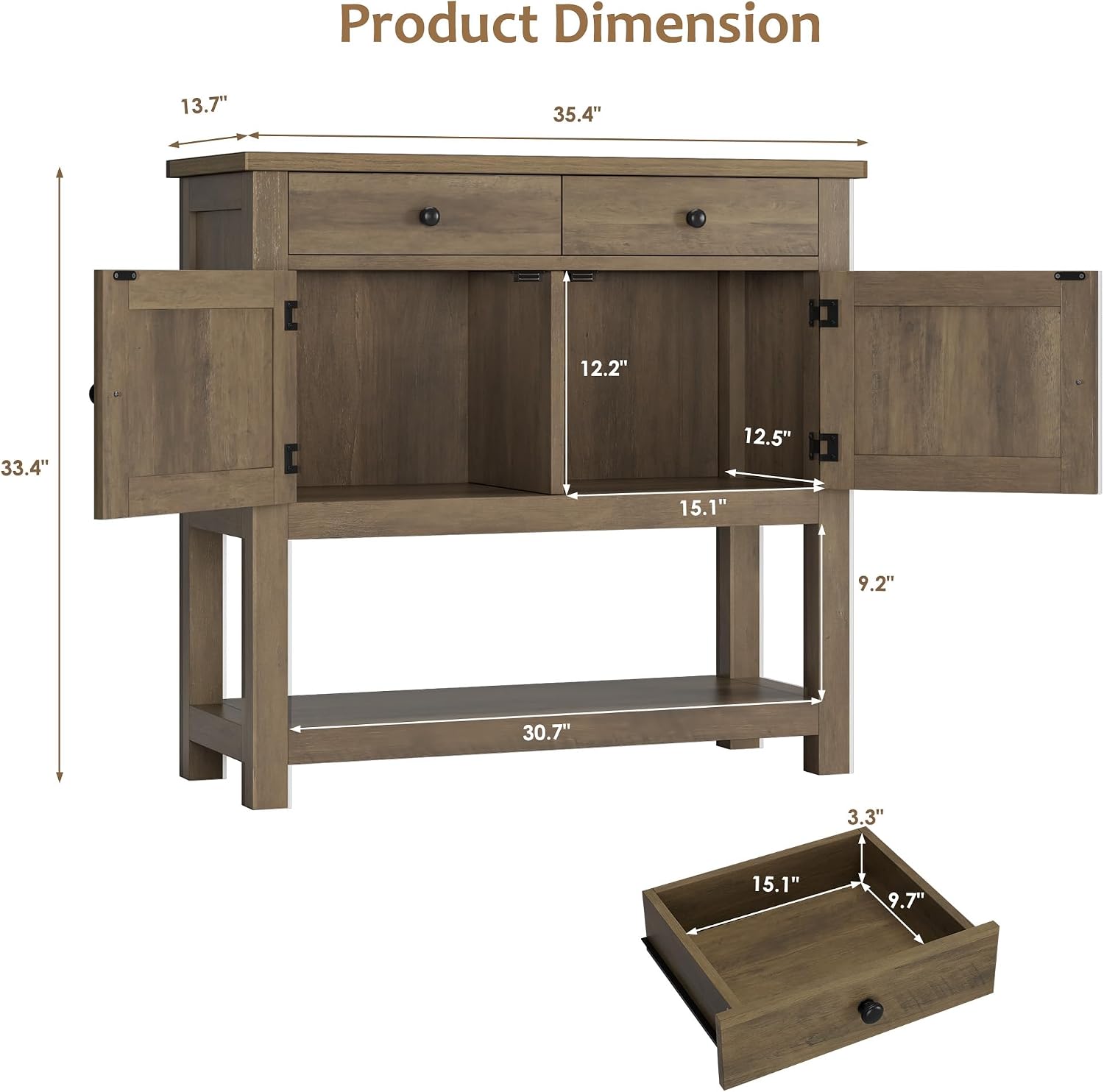 Rustic Farmhouse Console Table With Storage