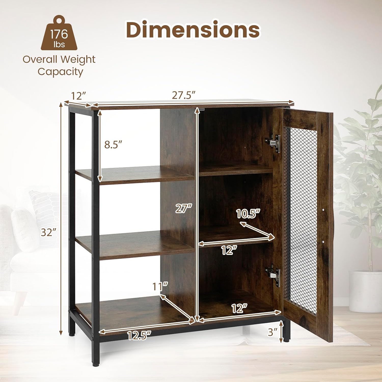 Industrial Kitchen Buffet Sideboard Storage Cabinet