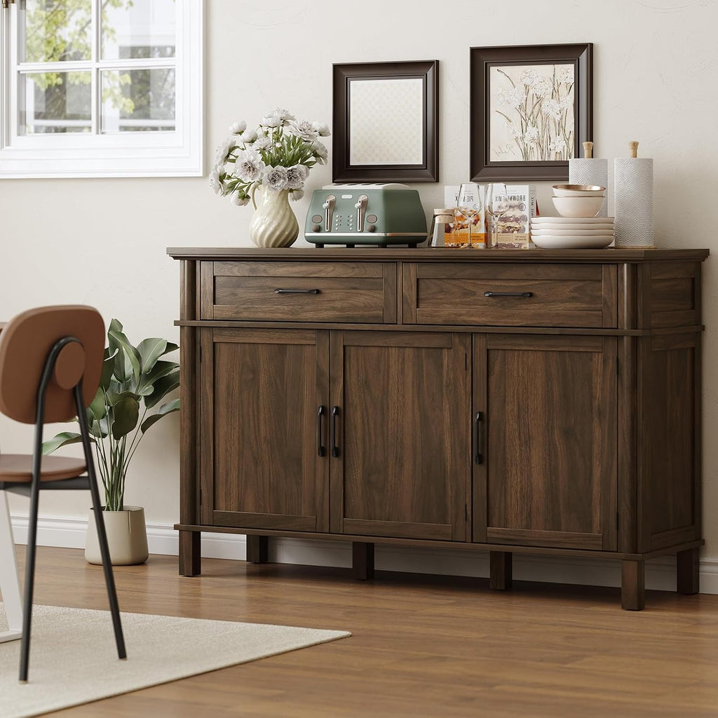 Walnut Wood Storage Buffet Sideboard Cabinet