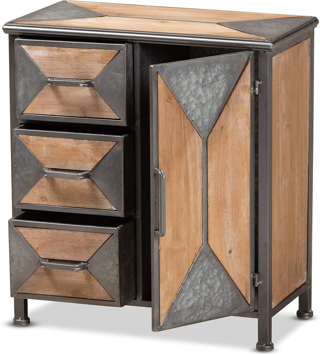 Rustic Wood‑Metal Accent Storage Cabinet