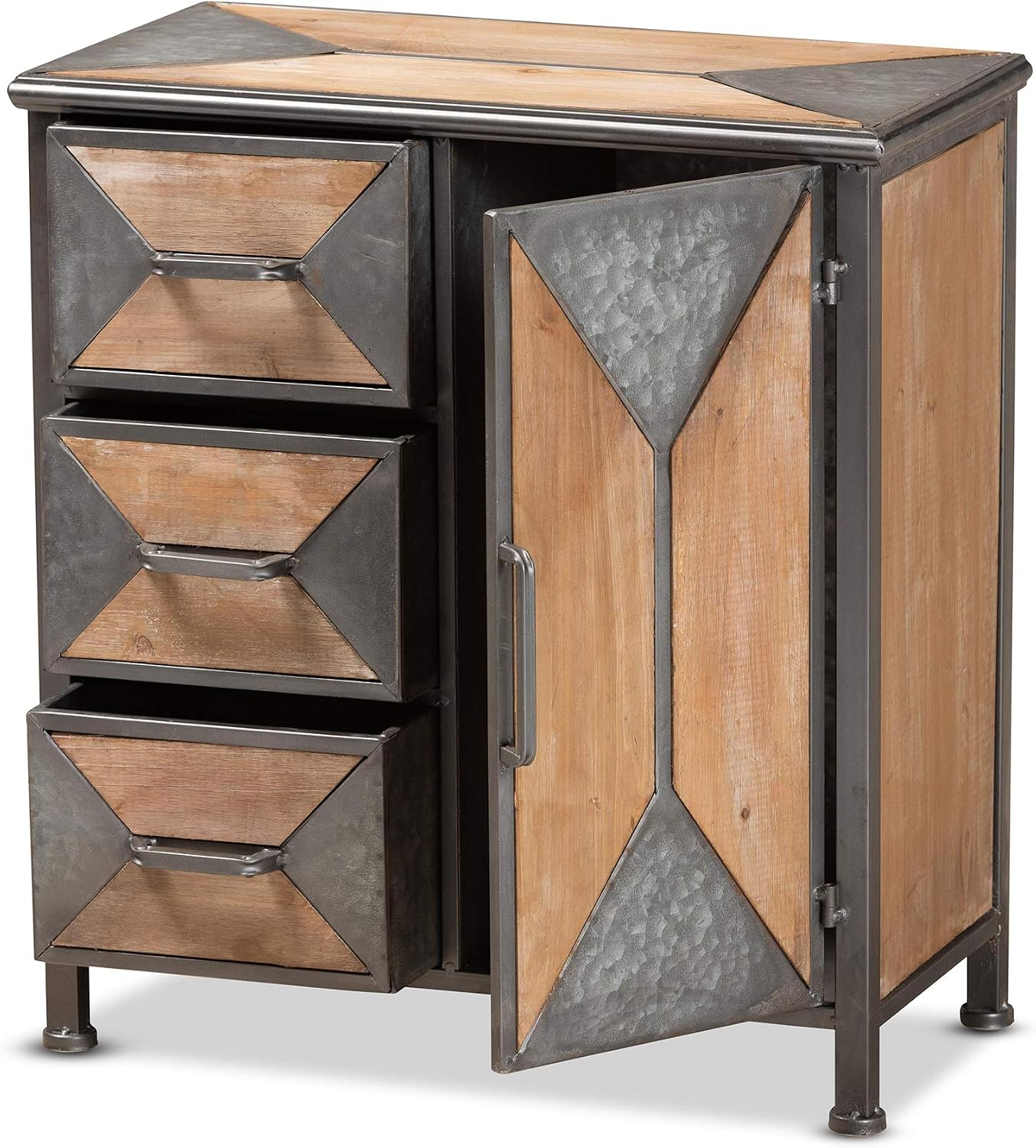 Rustic Wood‑Metal Accent Storage Cabinet