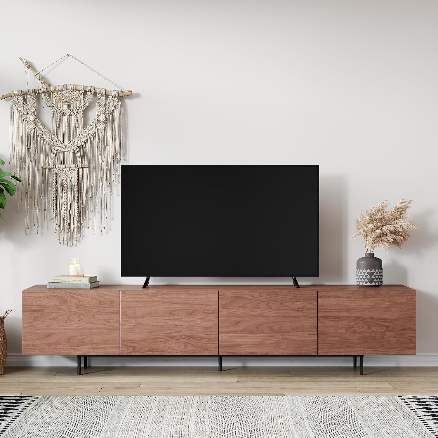 Mid‑Century Walnut Media Storage TV Stand