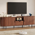 Fluted Media TV Stand With Power Outlet