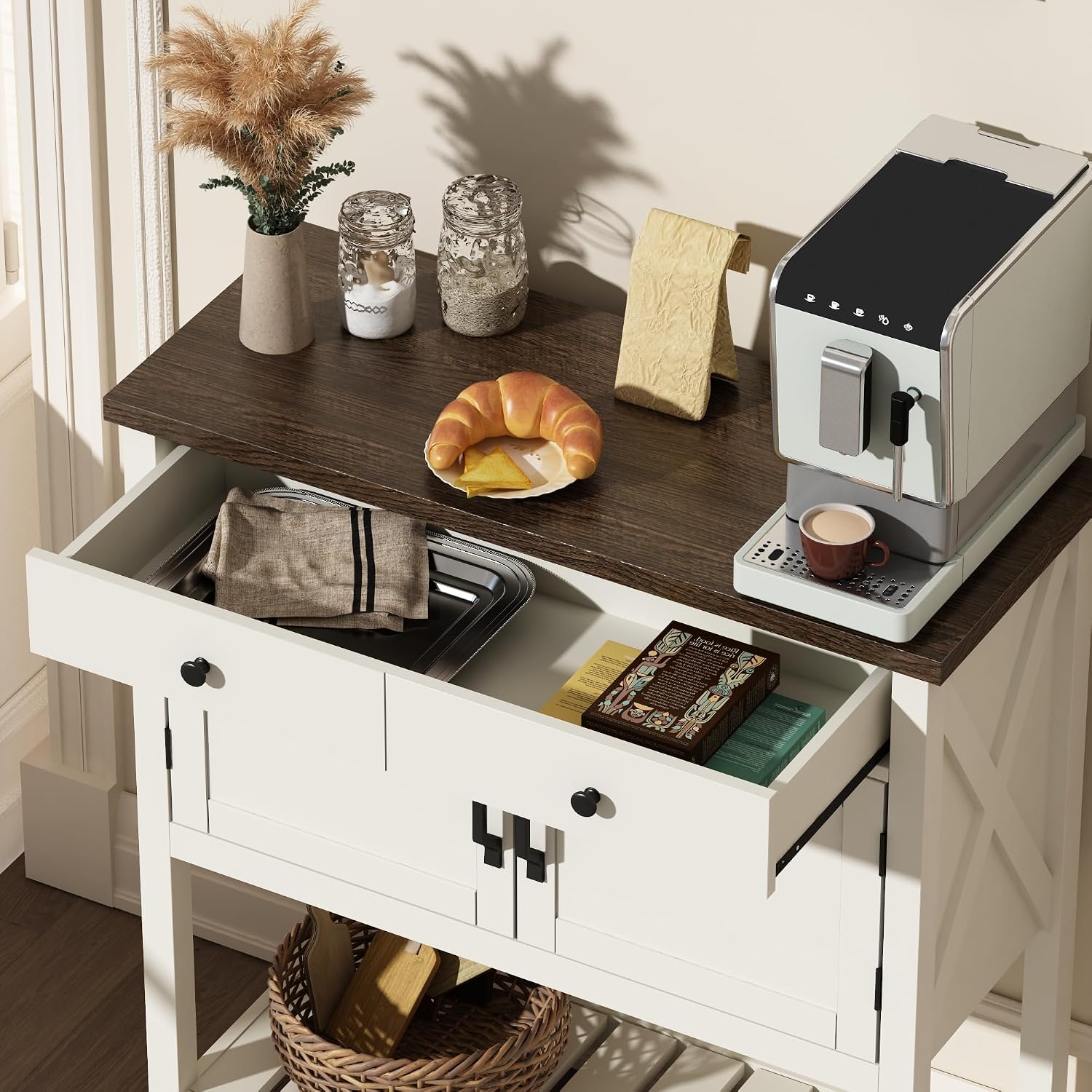Farmhouse Console Table With Drawer Storage