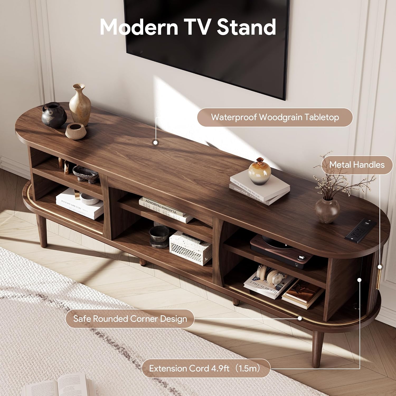 Mid‑Century Walnut TV Stand With Storage