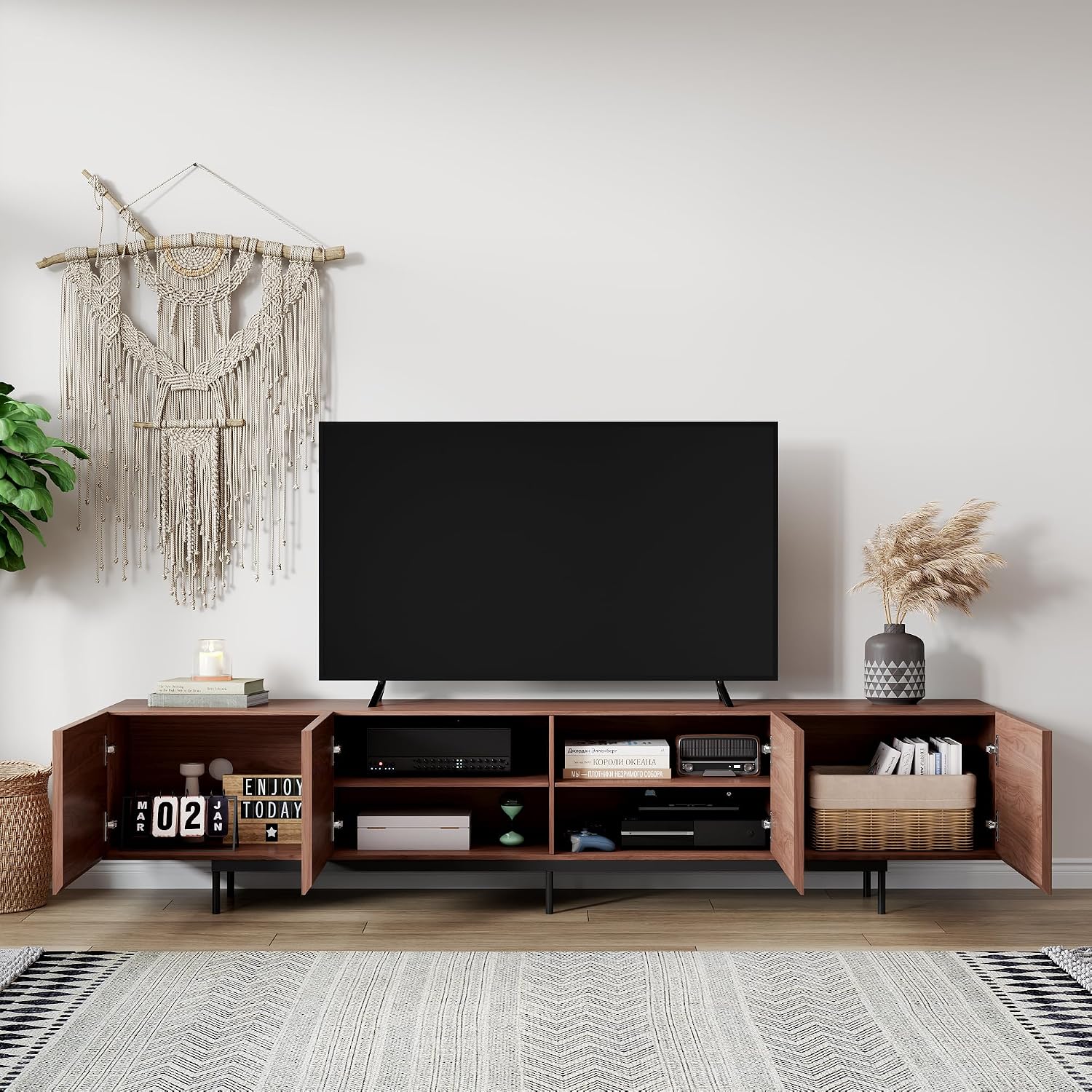 Mid‑Century Walnut Media Storage TV Stand