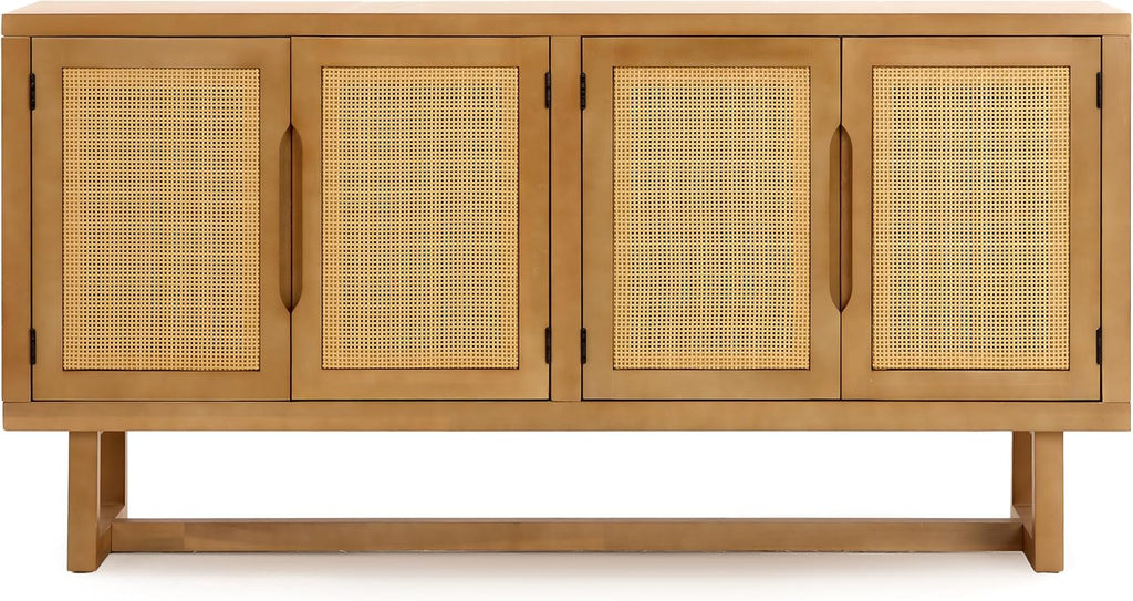 Cane Wood Storage Sideboard Cabinet