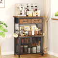 Coffee Bar Cabinet With Drawer Storage Hooks