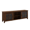 Walnut TV Stand With Glass Storage Doors
