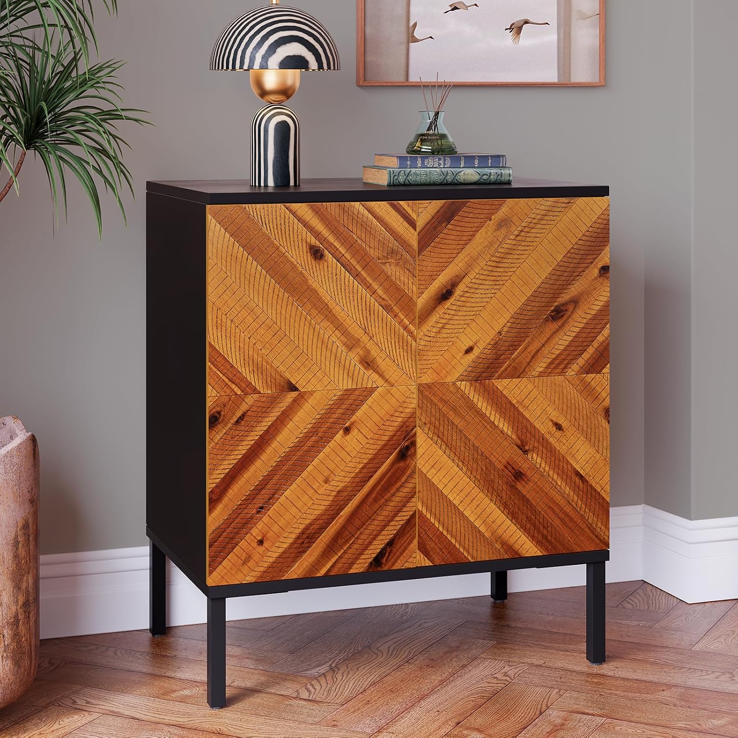 Rustic Wood Mid‑Century Sideboard Cabinet