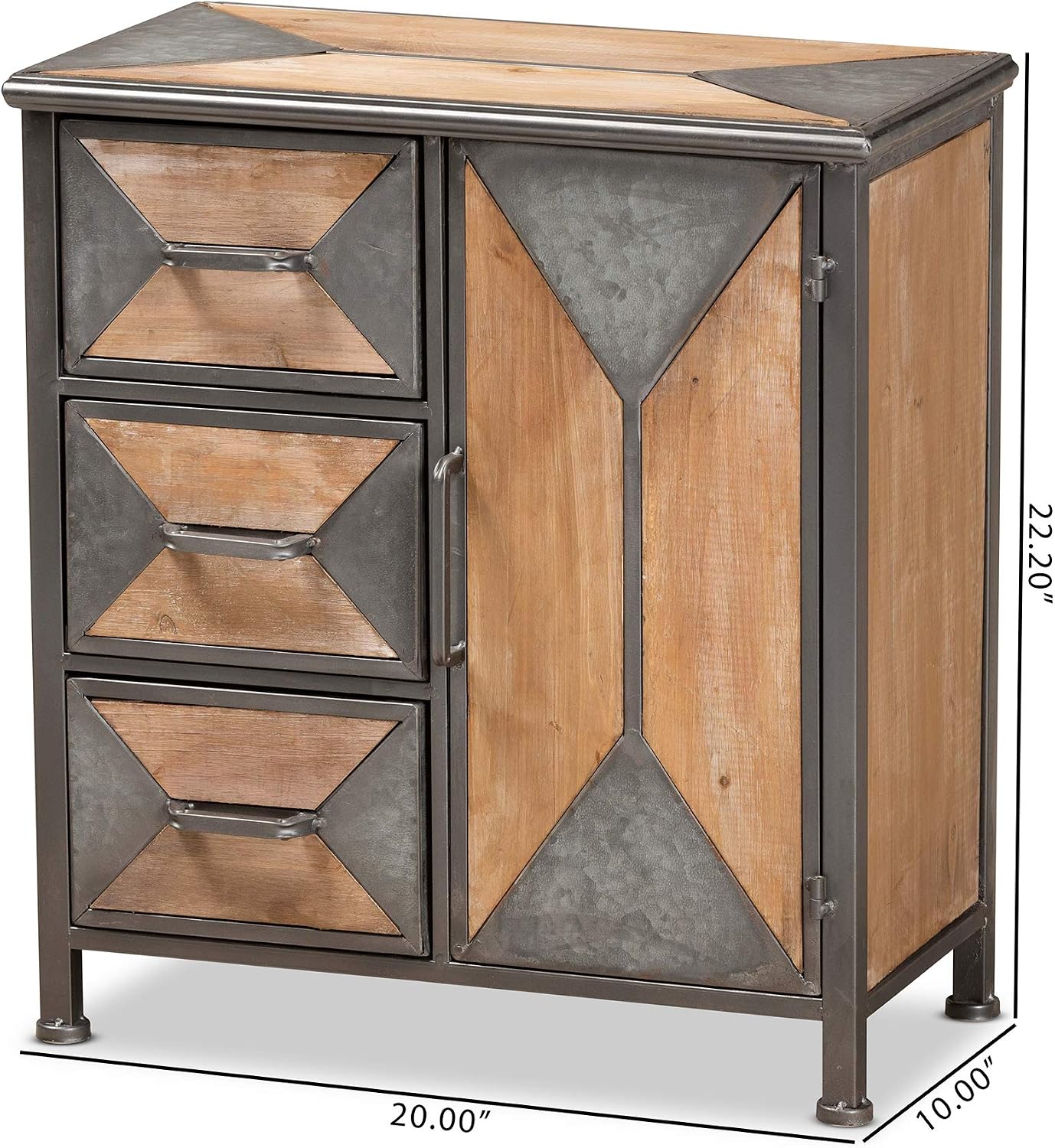 Rustic Wood‑Metal Accent Storage Cabinet