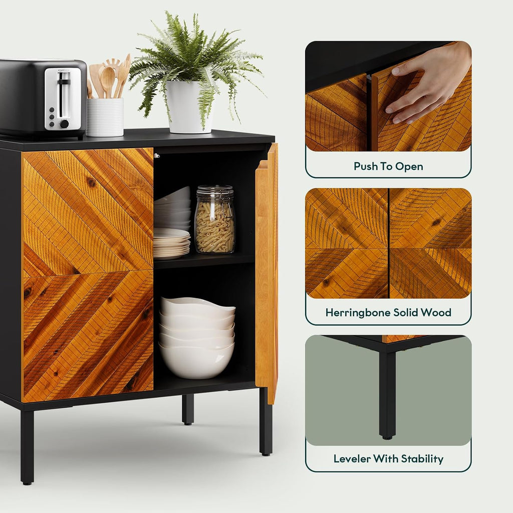 Rustic Wood Mid‑Century Sideboard Cabinet