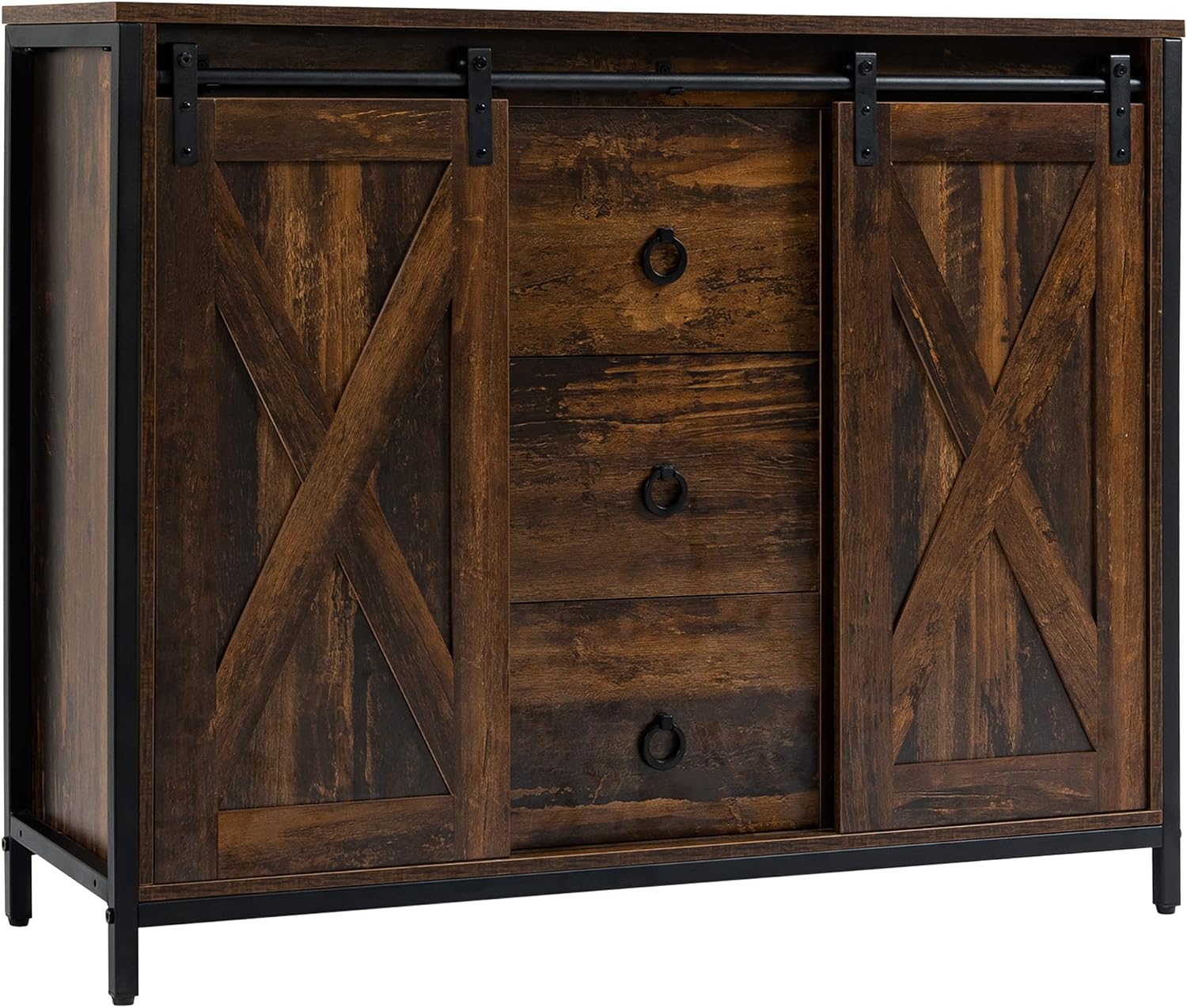 Farmhouse Sideboard Cabinet With Barn‑Door Storage