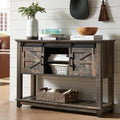 Farmhouse Console Table With Barn Doors Storage