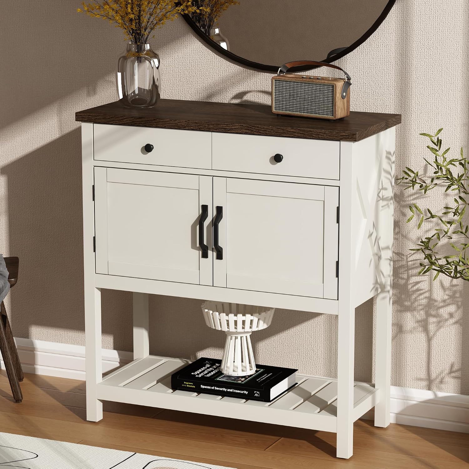 Farmhouse Console Table With Drawer Storage