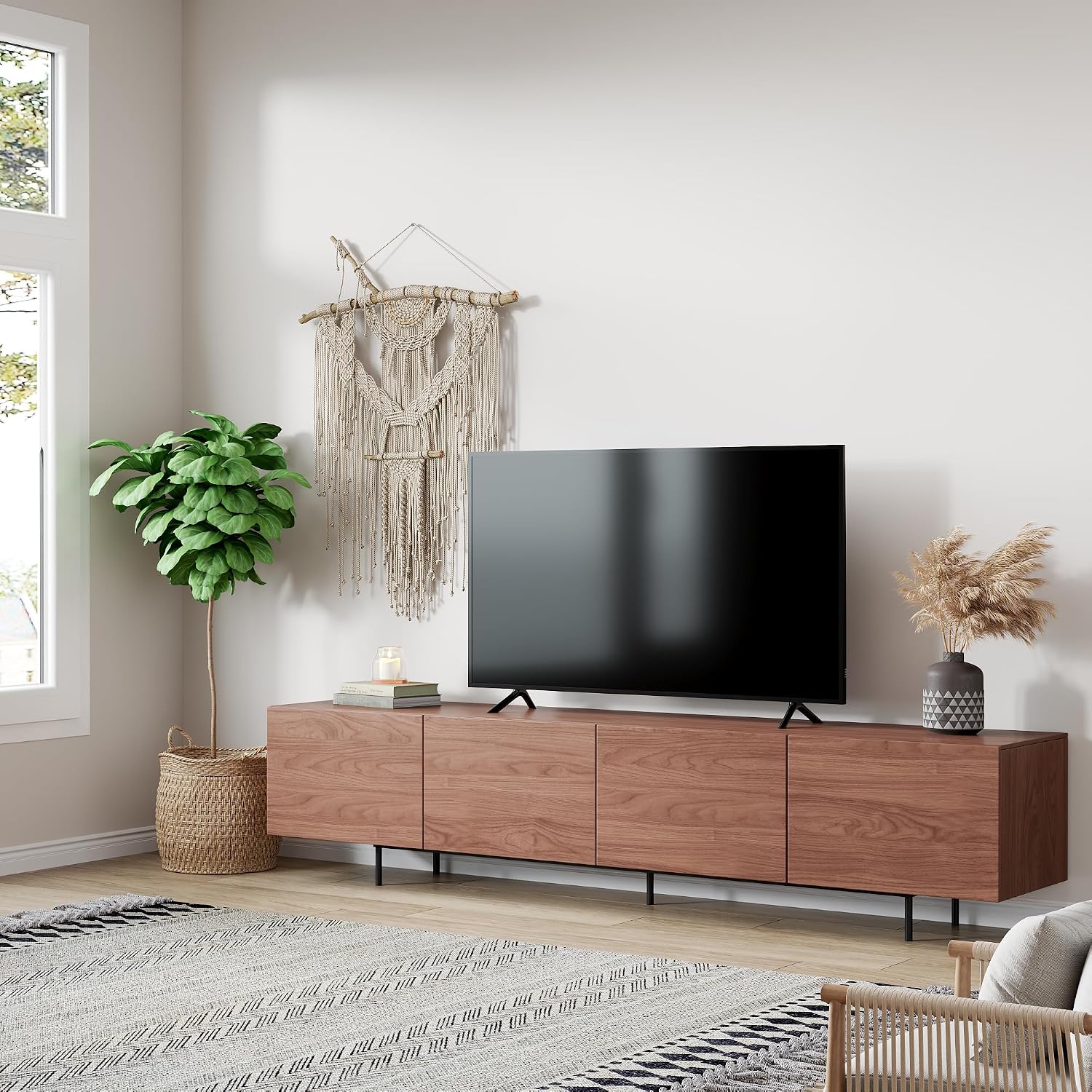Mid‑Century Walnut Media Storage TV Stand