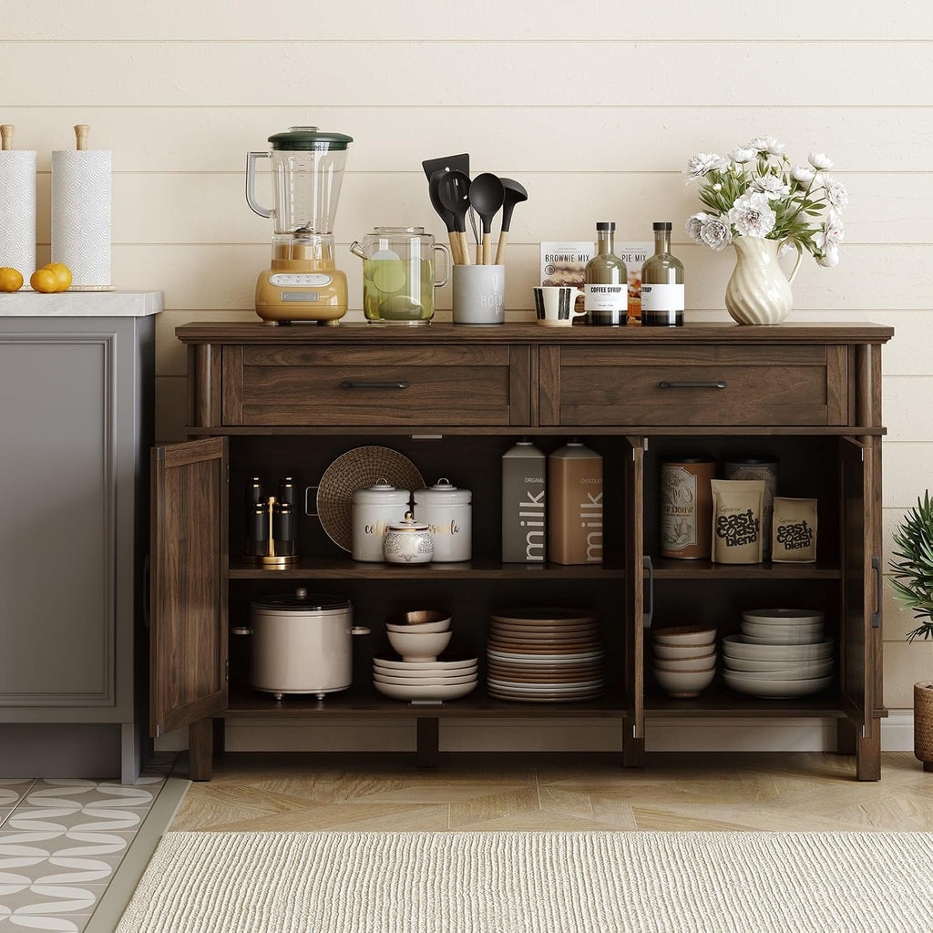 Walnut Wood Storage Buffet Sideboard Cabinet