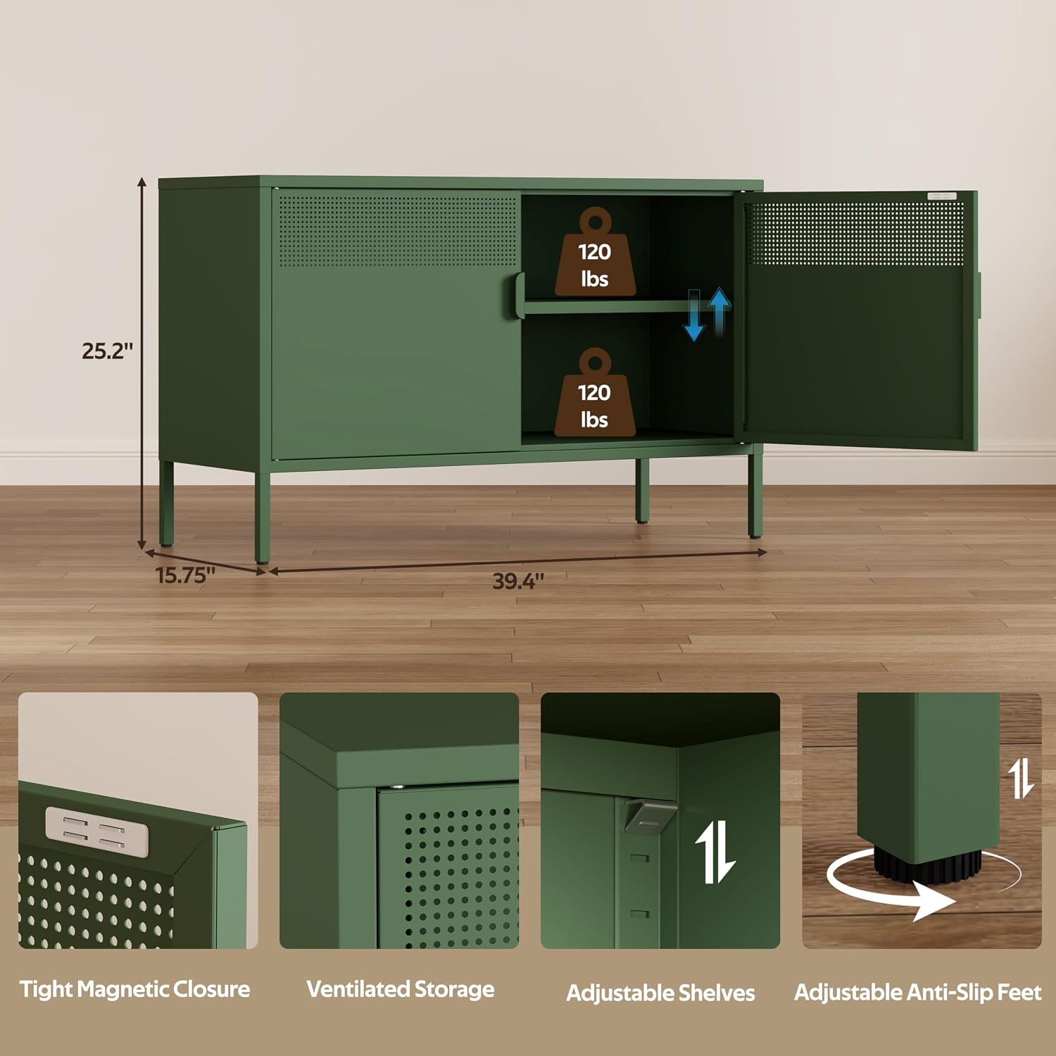 Green Metal Multipurpose Office Storage Cabinet