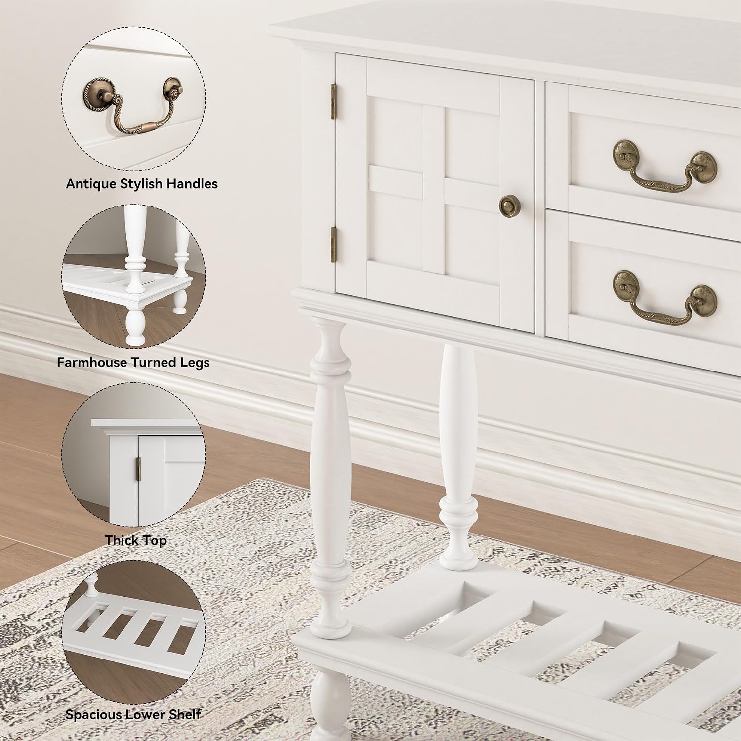 Farmhouse Entryway Console Table With Drawers