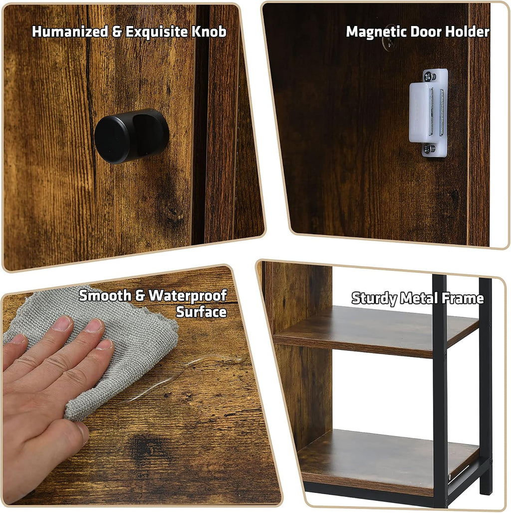 Industrial Sideboard Storage Cabinet With Shelves