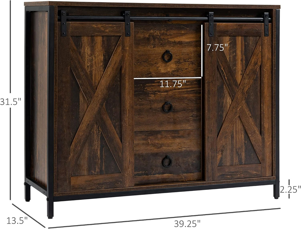 Farmhouse Sideboard Cabinet With Barn‑Door Storage