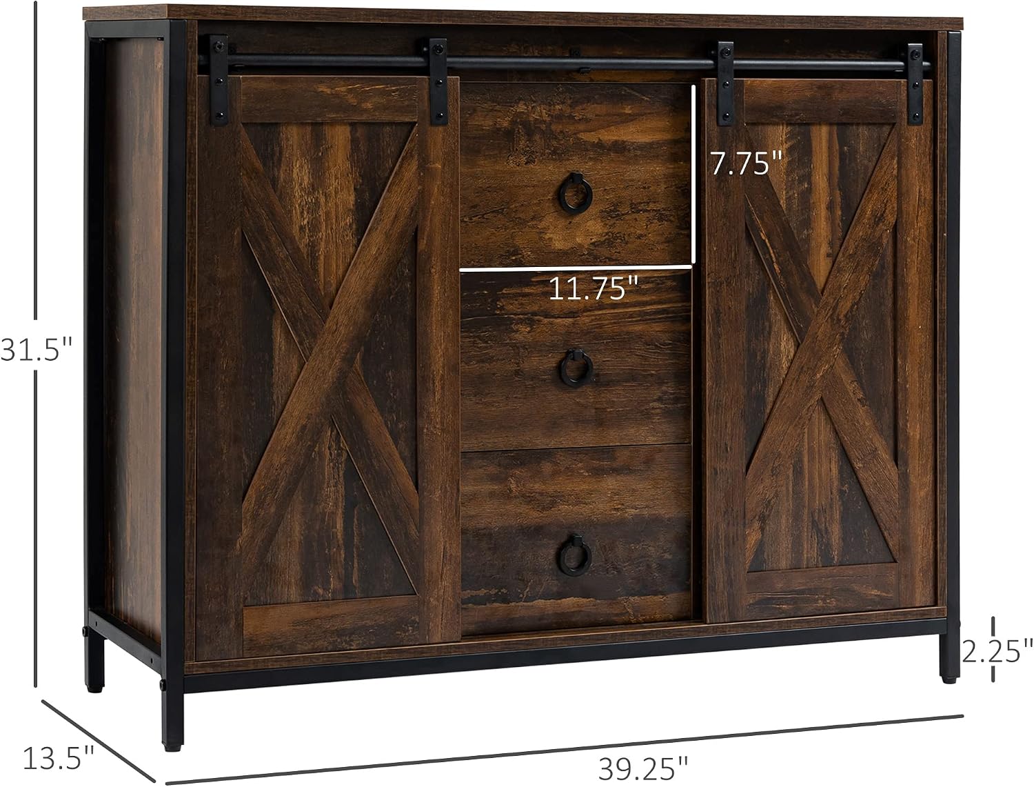 Farmhouse Sideboard Cabinet With Barn‑Door Storage