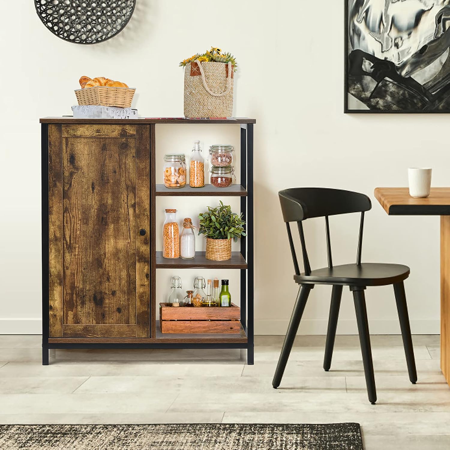 Industrial Sideboard Storage Cabinet With Shelves