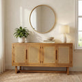 Cane Wood Storage Sideboard Cabinet